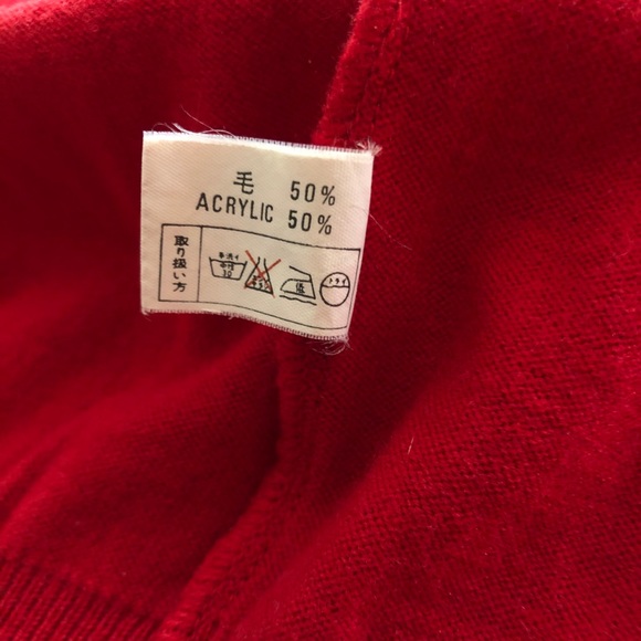 Vintage Red Cardigan Sweater with Gold Buttons - Picture 6 of 9